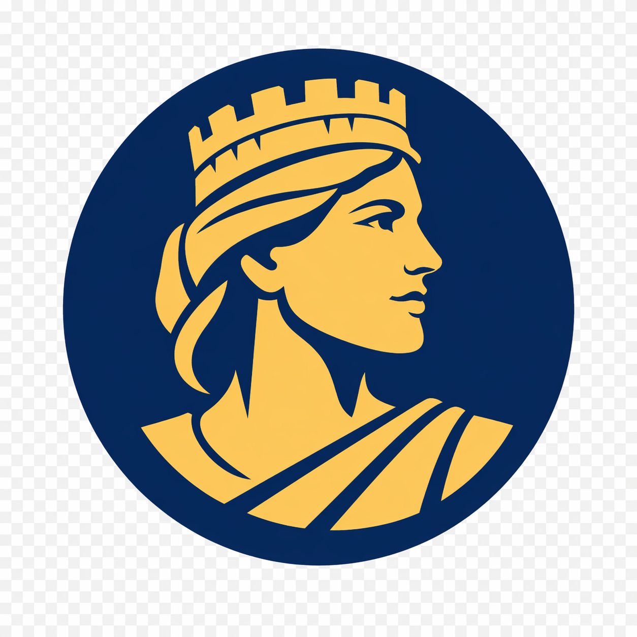 Emblema di Giovane Italia: figura femminile classica coronata, rivolta verso destra