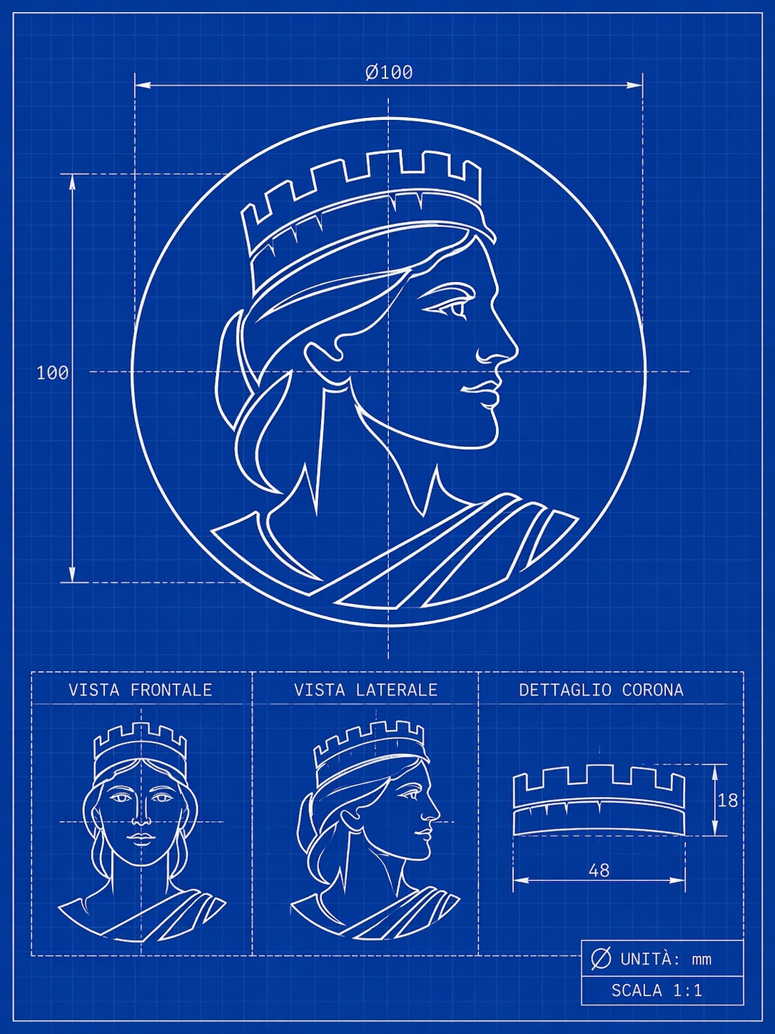 Studio tecnico e proporzionale dell’emblema di Giovane Italia